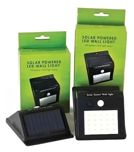 Lámpara Solar LED de Pared con Sensor PIR + Control Remoto - Alta Potencia.
