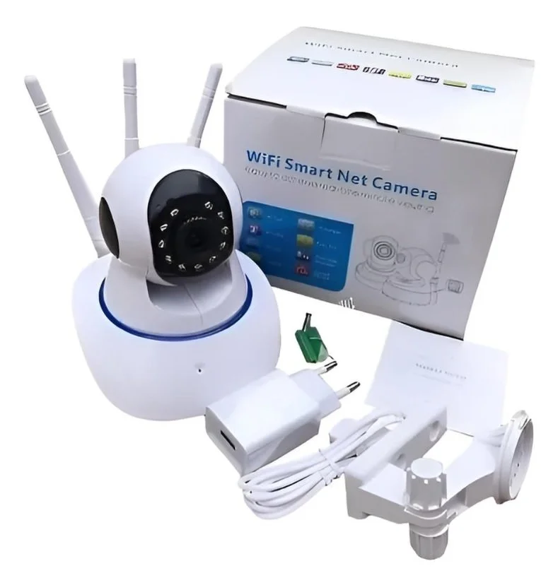 Cámara de Seguridad WiFi 360° - 3 Antenas, Visión Nocturna y Audio Bidireccional.