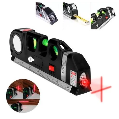 Nivel Láser Multiuso 3 en 1: Nivel de Burbuja + Cinta Métrica + Proyector Láser