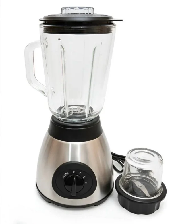 Licuadora de Vidrio Premium - Jarra de 1.5L, Cuerpo de Acero y Molinillo Extra.