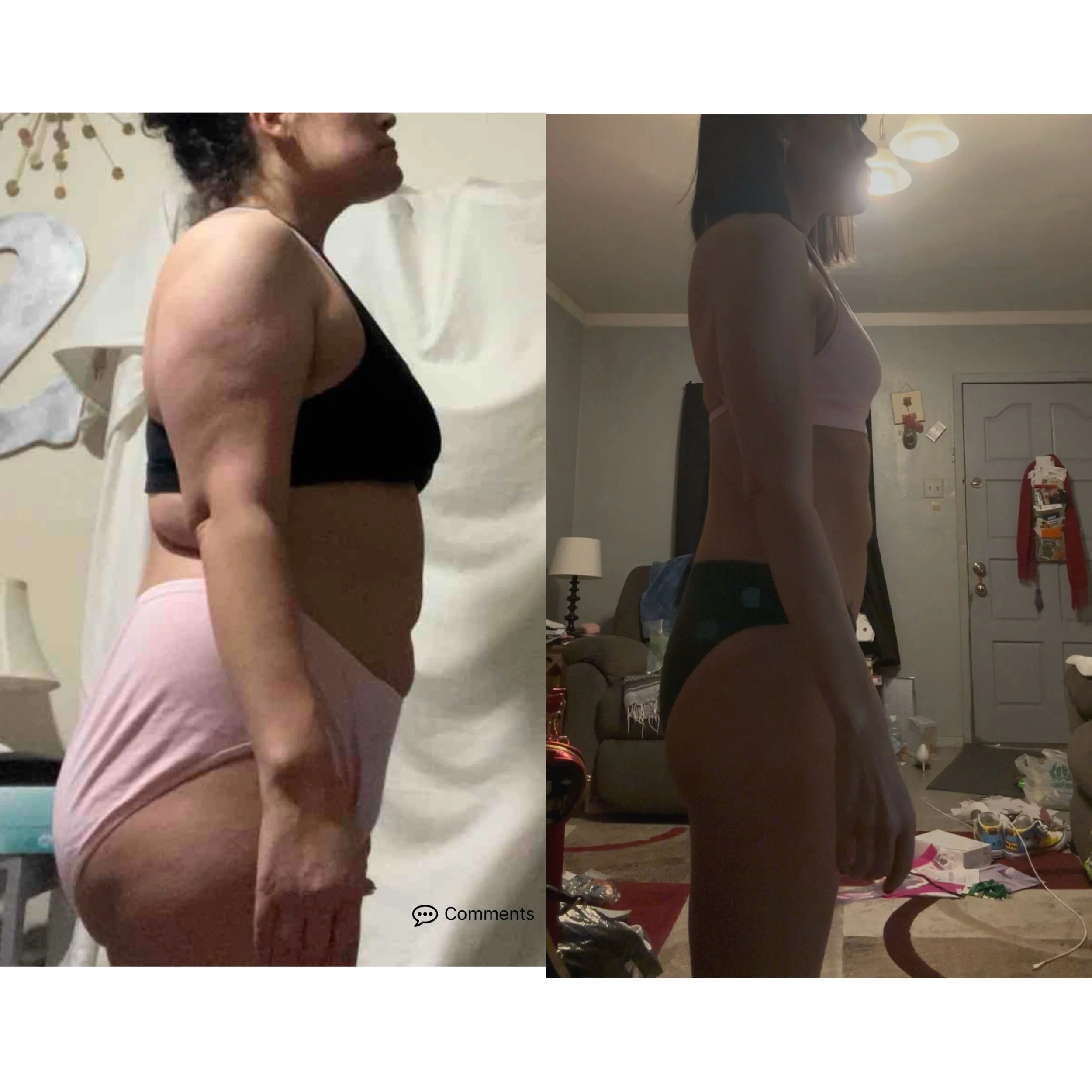 Client case (Tier 2 coaching plan): PCOS (PMOS) 55 lbs down and 12 inches lost around waist! This amazing woman went through two different foot surgeries while working together, she is a long term client that stayed patient and trusted the process ev