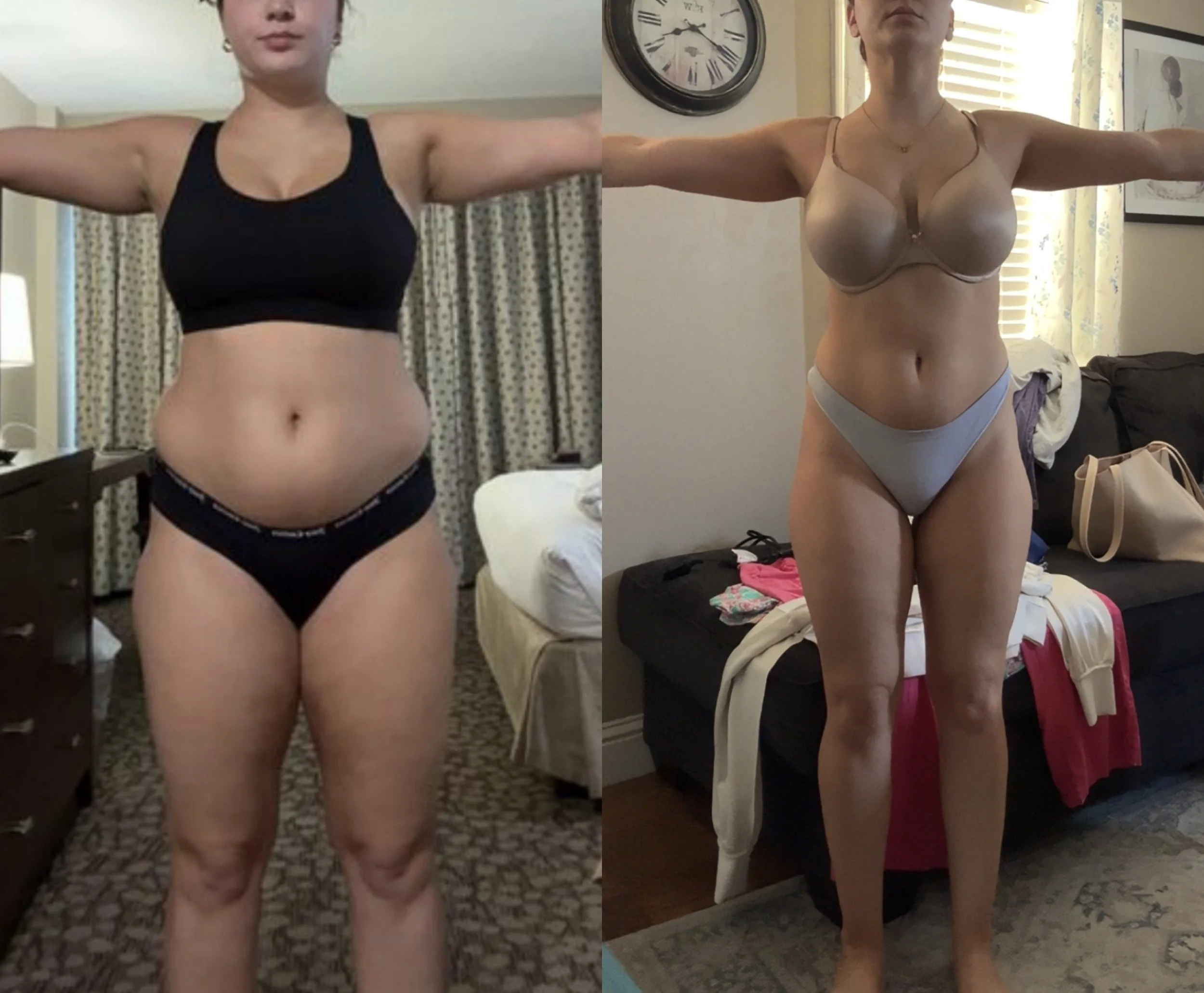 Client case (Tier 2 coaching plan): 28 lbs and 16 inches down around waist! This amazing girl came to me after working with a previous coach who had her overworking & under eating. Now she is eating more than ever before and works out 4-5x a week. Sh