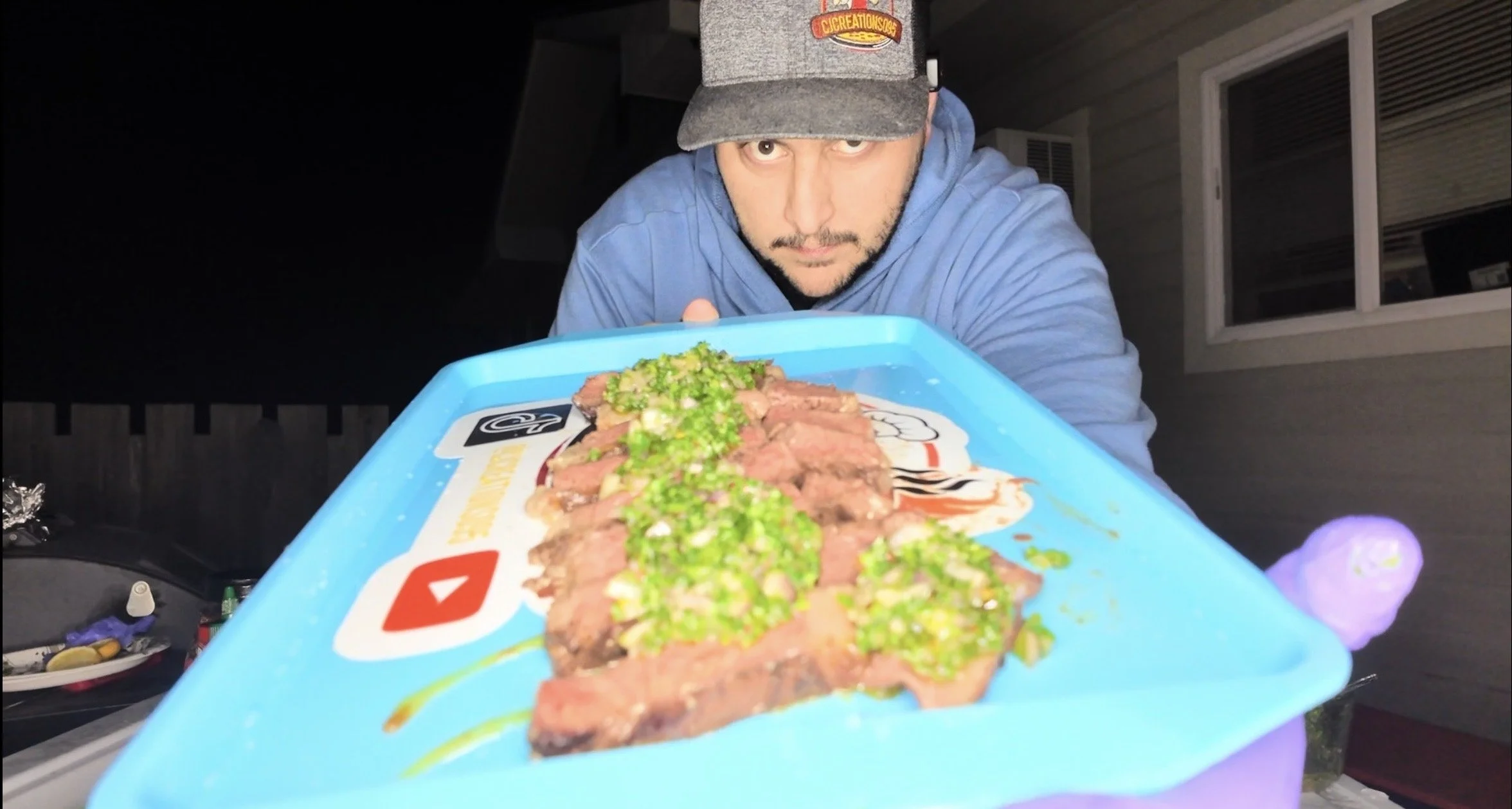 Smoked ribeye with chimichurri