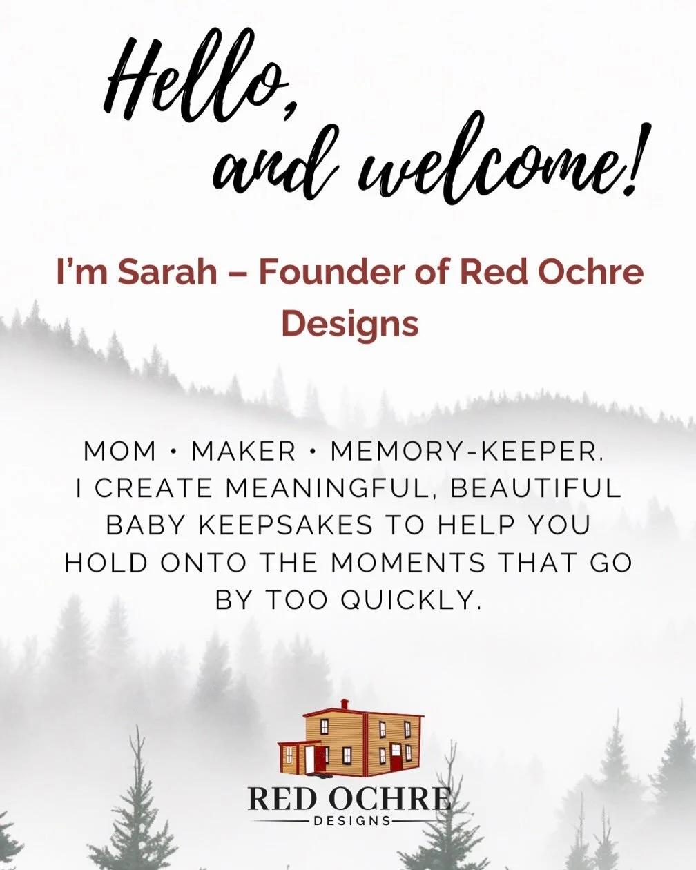 Hi, I&rsquo;m Sarah - Founder of Red Ochre Designs. I create meaningful, beautiful baby keepsake for moms and giftgivers who want to celebrate a baby&lsquo;s first year in a way that feels special, personal and worth holding onto. Everything I make i