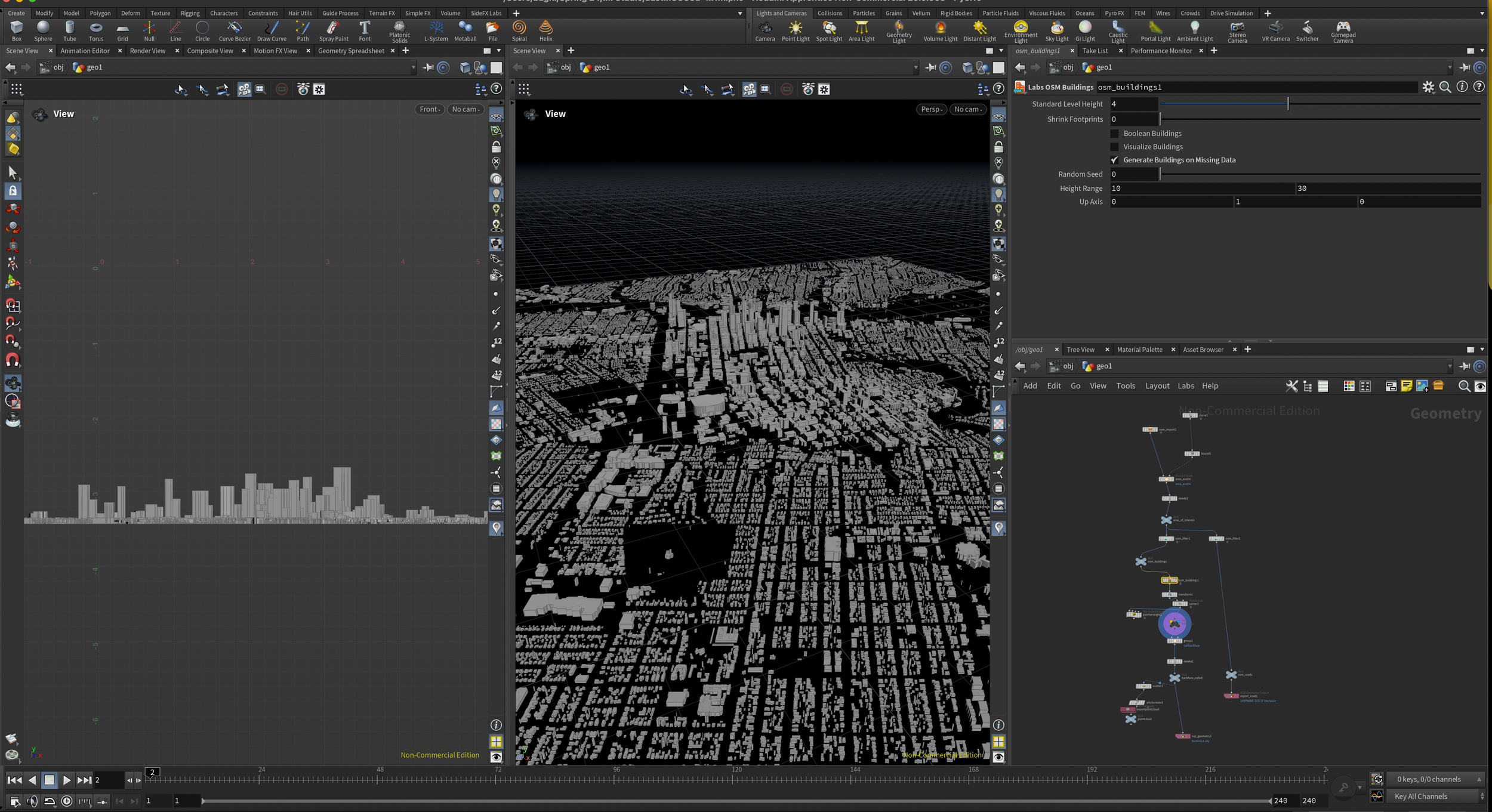 OSM to OBJ to build Austin's 3D model in Houdini FX