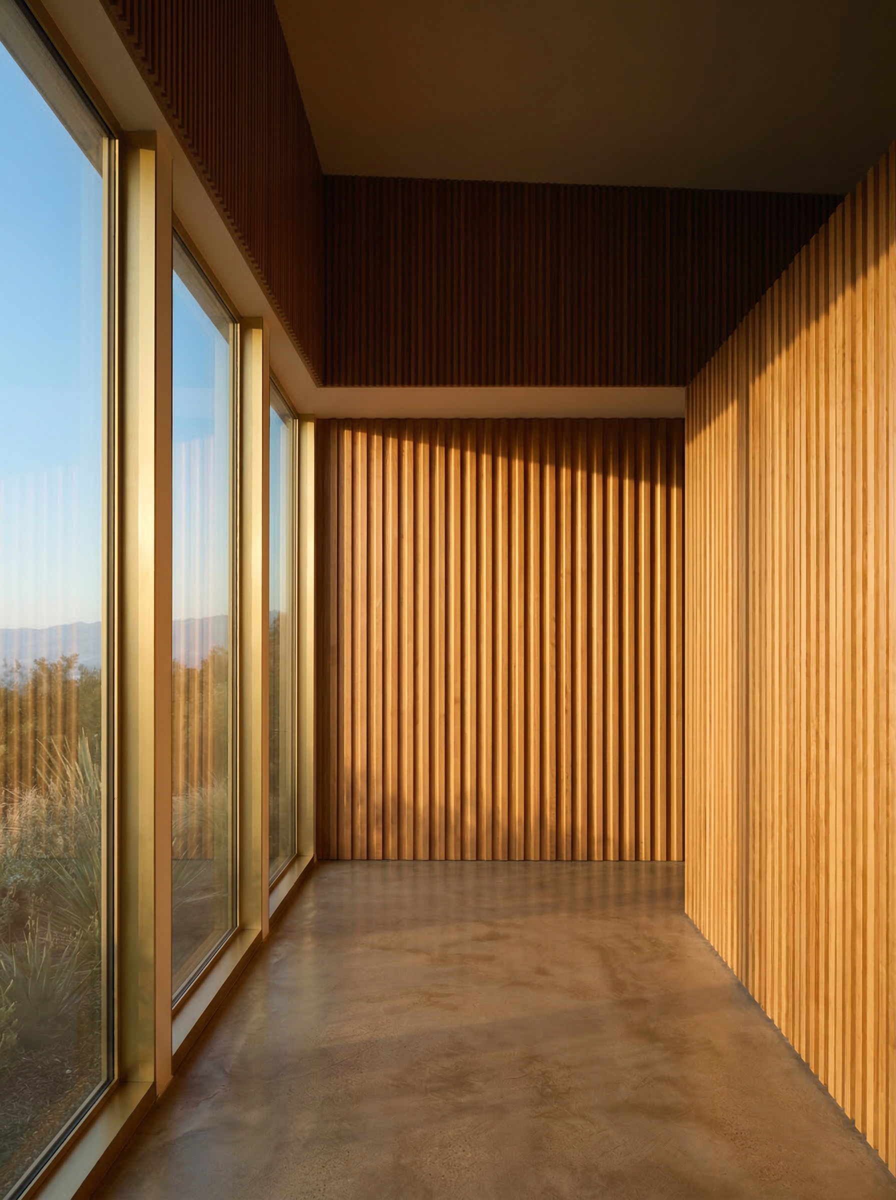 Empty corridor that turns right at the corner.