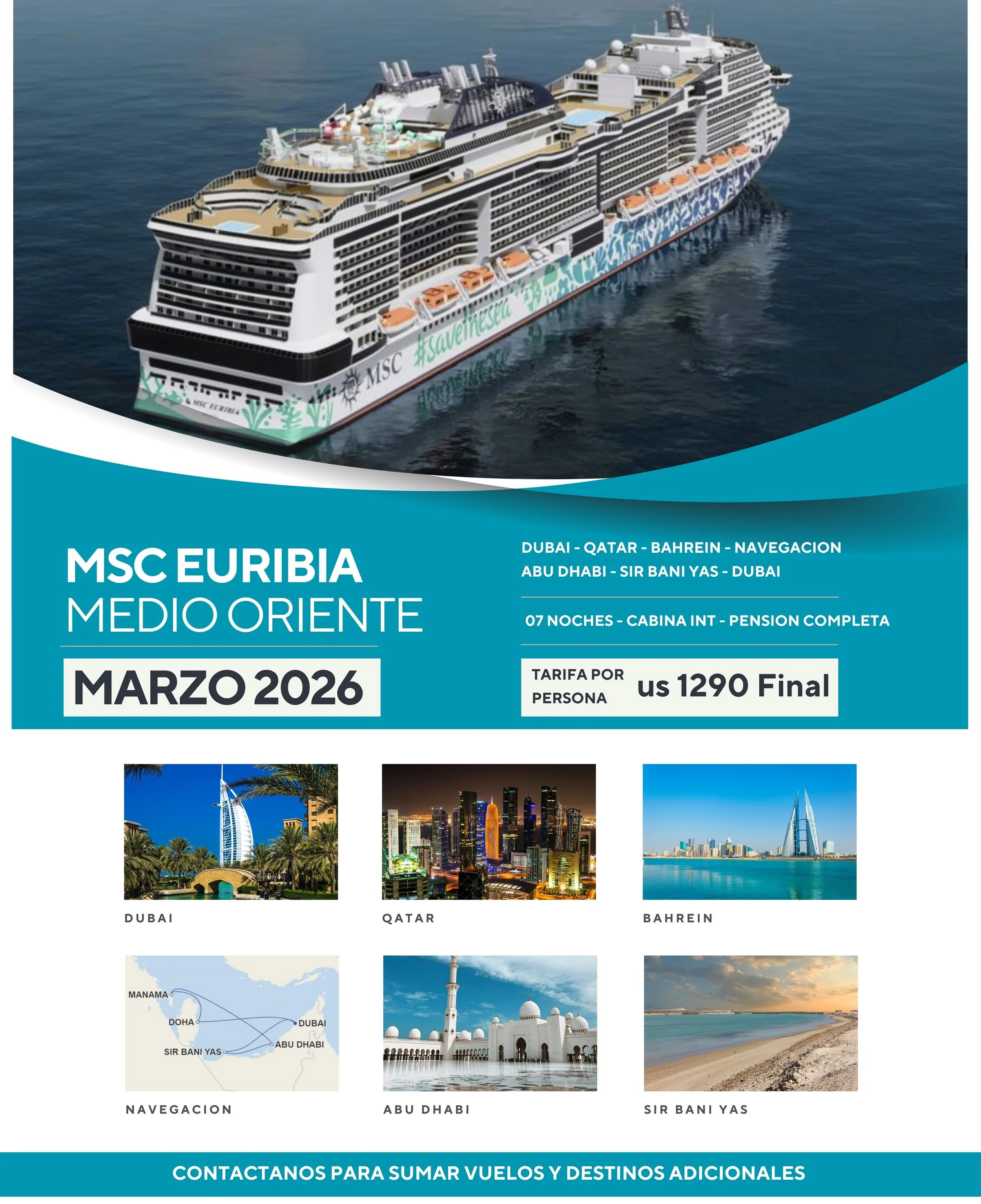 crucero por medio oriente - msc euribia