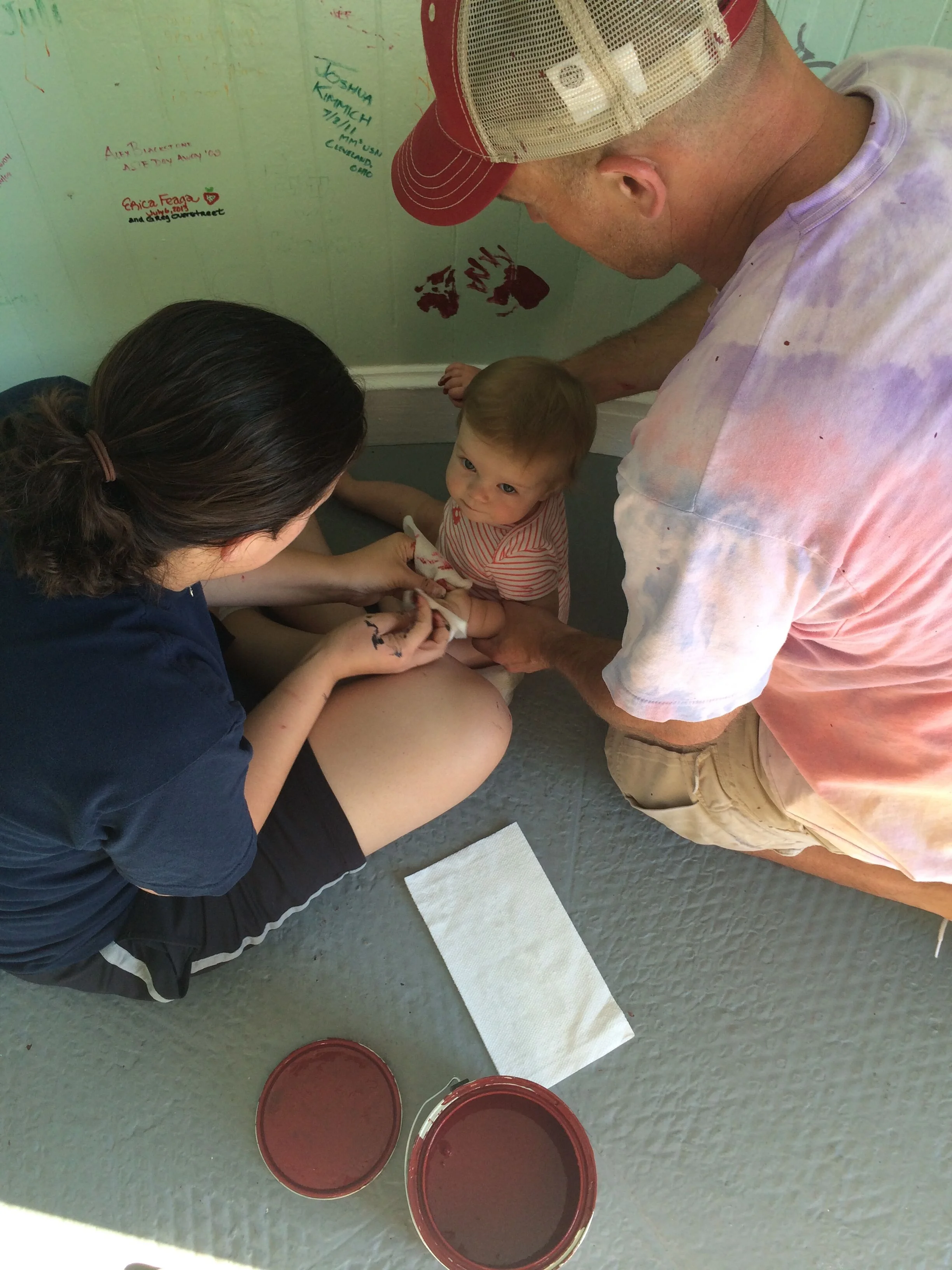 Visitors on the watch level of Middle Ground Lighthouse. 