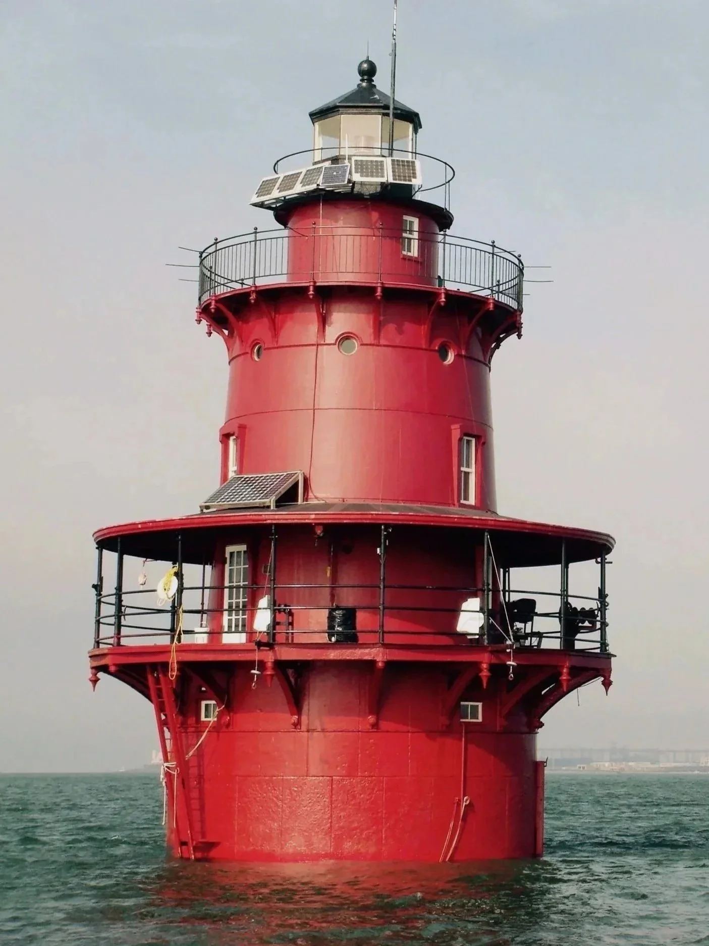 The after photo of the exterior of Middle Ground Lighthouse after its restoration.