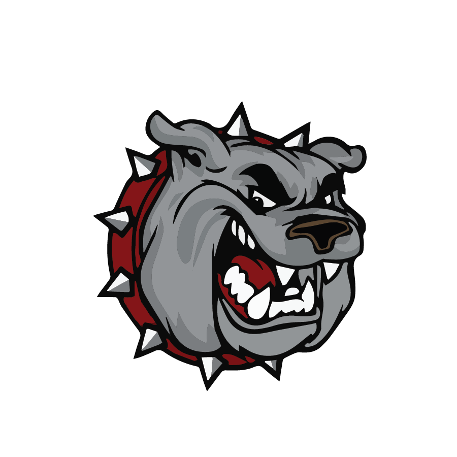 Illustration of an angry bulldog mascot face with spiked collar