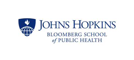 Johns Hopkins Bloomberg School of Public Health logo with shield emblem and blue text