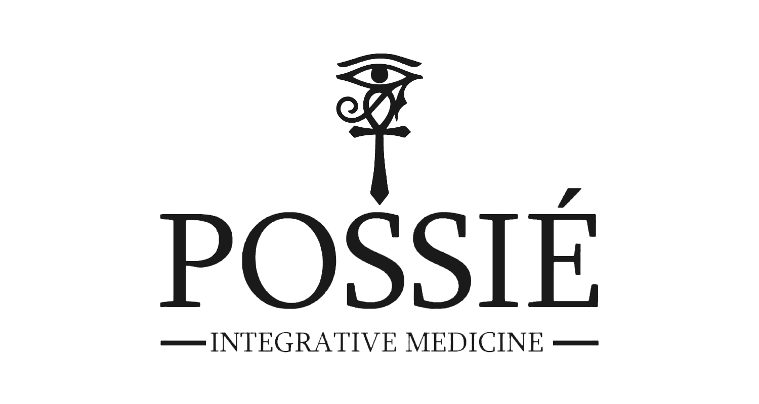 Logo for Possé Integrative Medicine featuring a stylized eye with a teardrop design, and the text "Possé" in large letters with "Integrative Medicine" underneath.