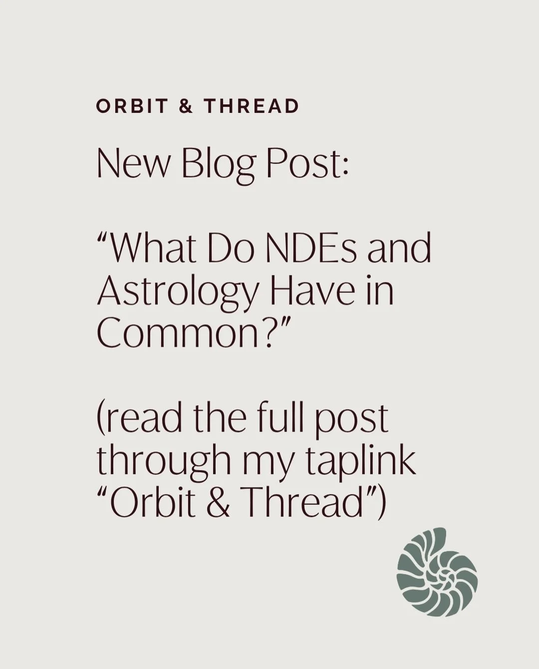 Let&rsquo;s chat about what NDEs and Astrology have in common.

Have you ever thought about this? 
Do you know what NDEs are?

Let me know!

Navigate to &ldquo;Orbit &amp; Thread Blog&rdquo; in my bio link for the full post 🤍