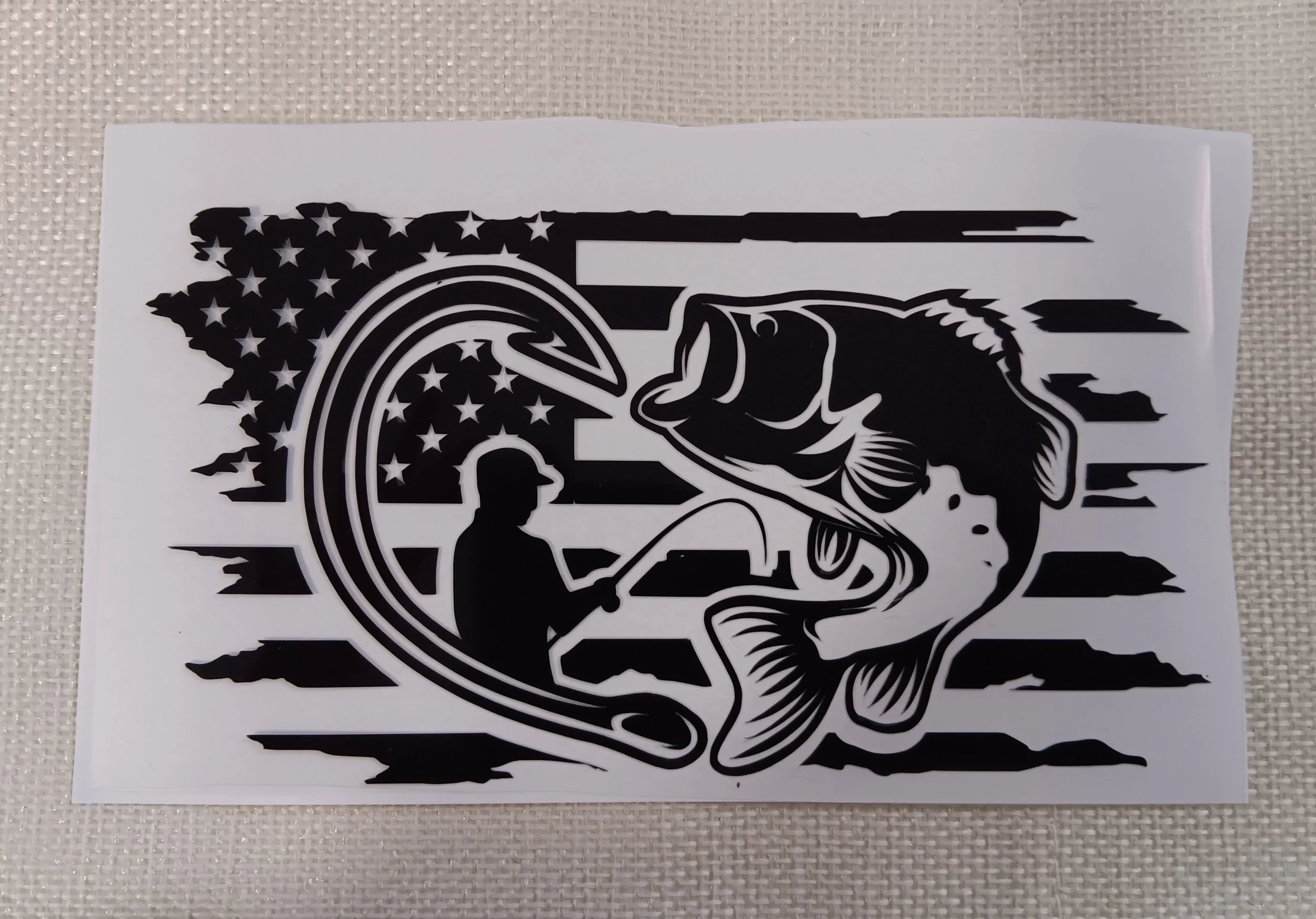 American Flag Fisherman Vinyl Decal