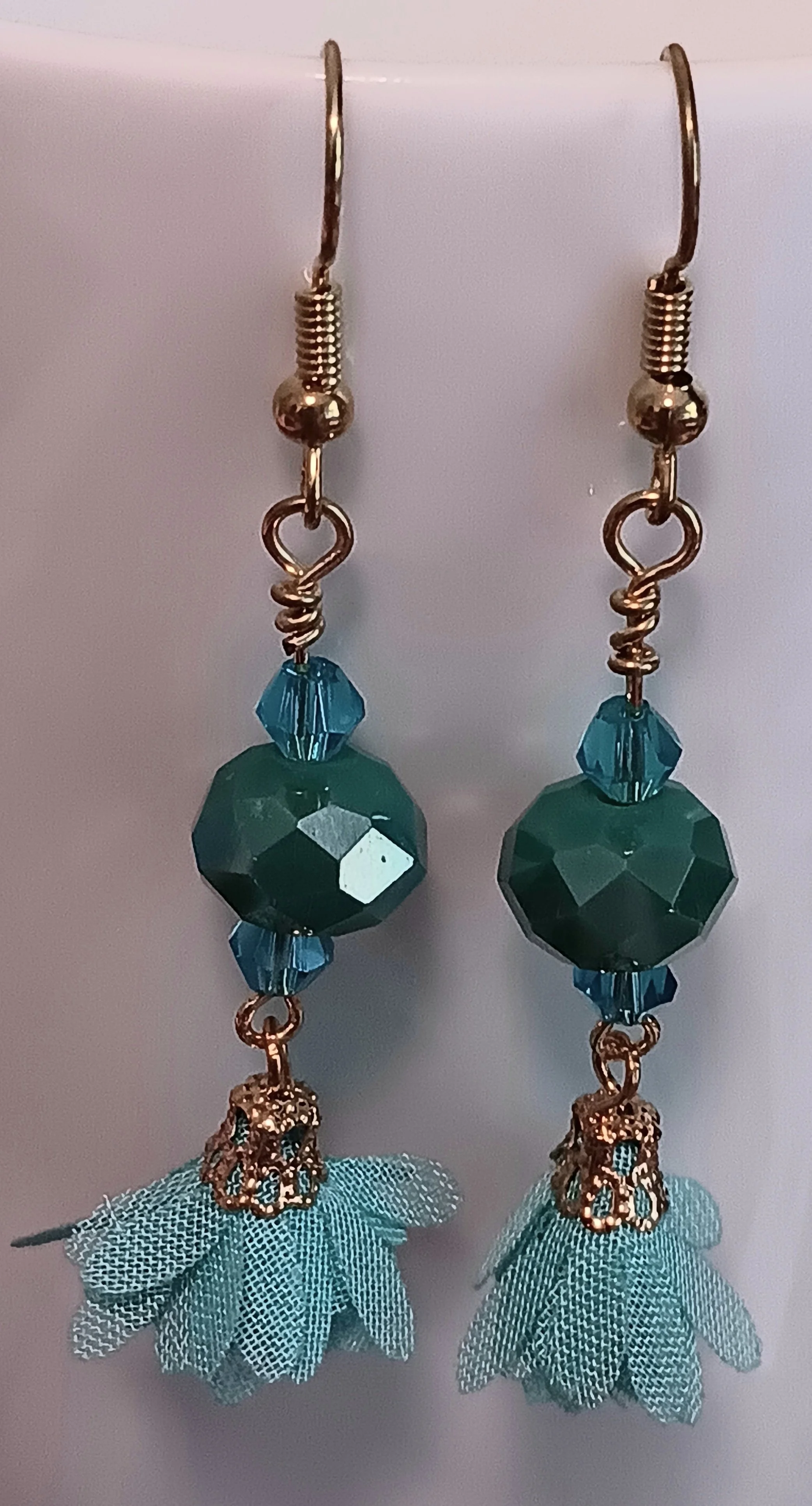 Turquoise Floral Tassel Earrings