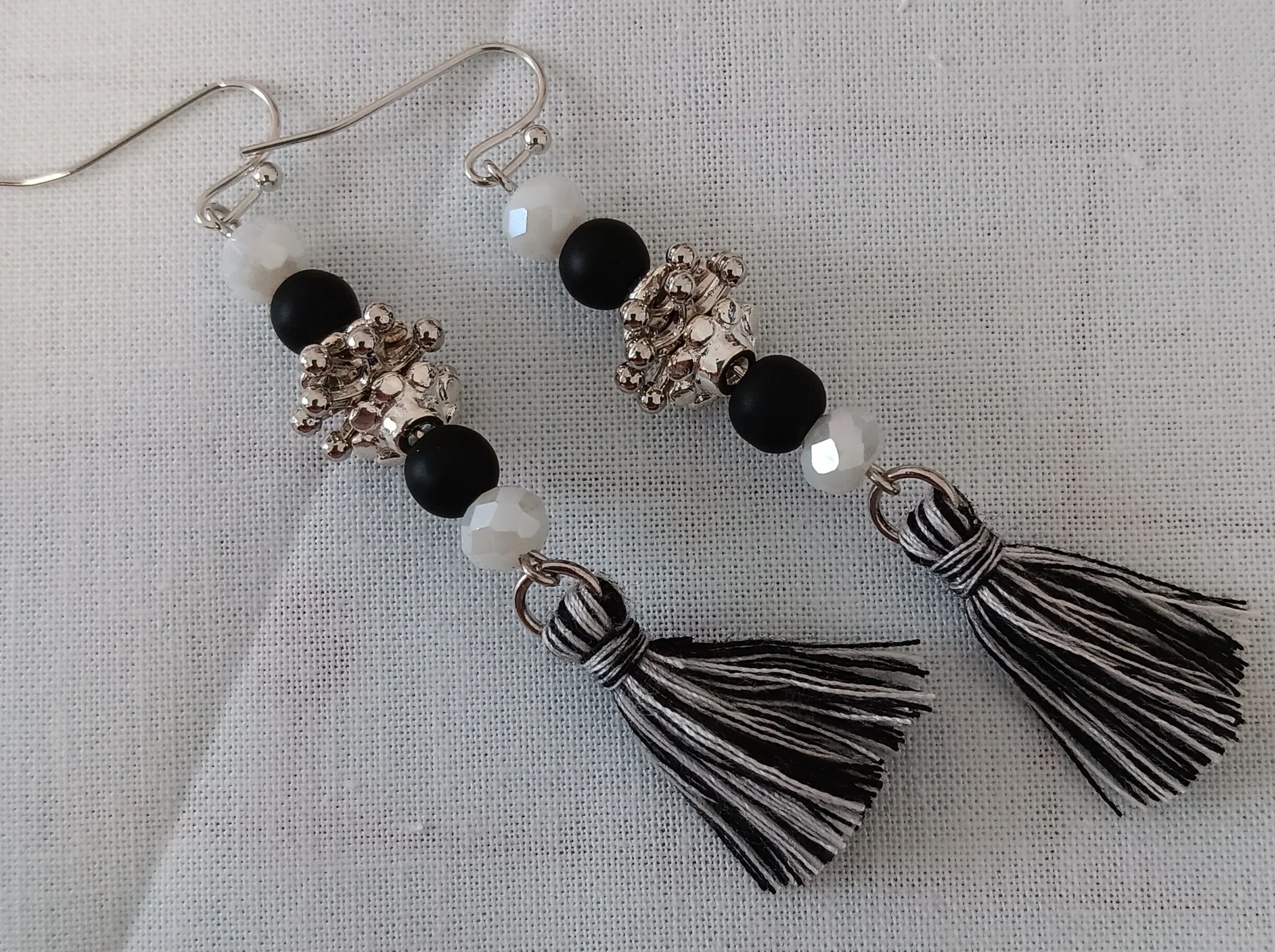 Midnight Zebra Tassel Earring