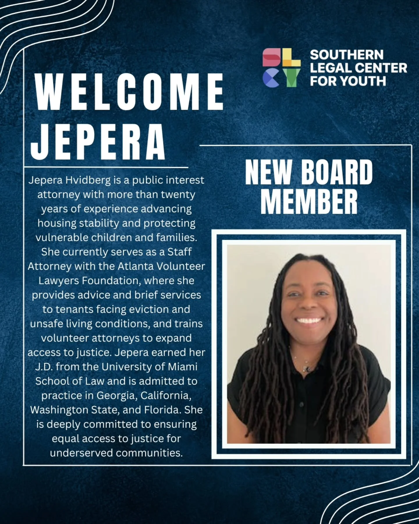 We'd like to give a warm welcome to our newest board member, Jepera Hvidberg! With her decades of experience in advocating for and advancing marginalized communities within housing, we know Jepera will be a great asset and addition to our board. We a