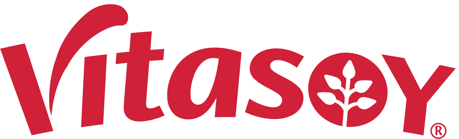 Vitasoy logo with red text and a leaf design inside the letter 'O'