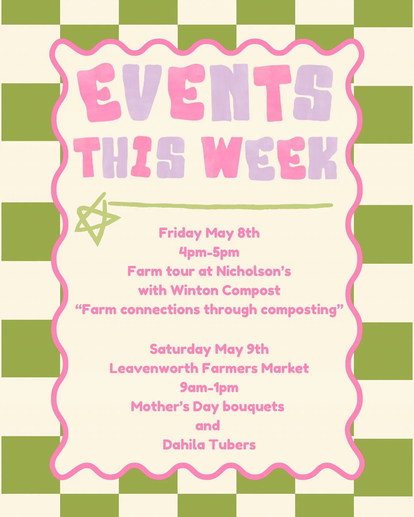 It&rsquo;s a big week for us!!!! Not only do I have dahlia planting, tons of mowing, spraying, and seed starting to get done but I also have 2 events this week!

Friday from 4-5pm come out to the farm for a little tour! I&rsquo;m partnering with Wint