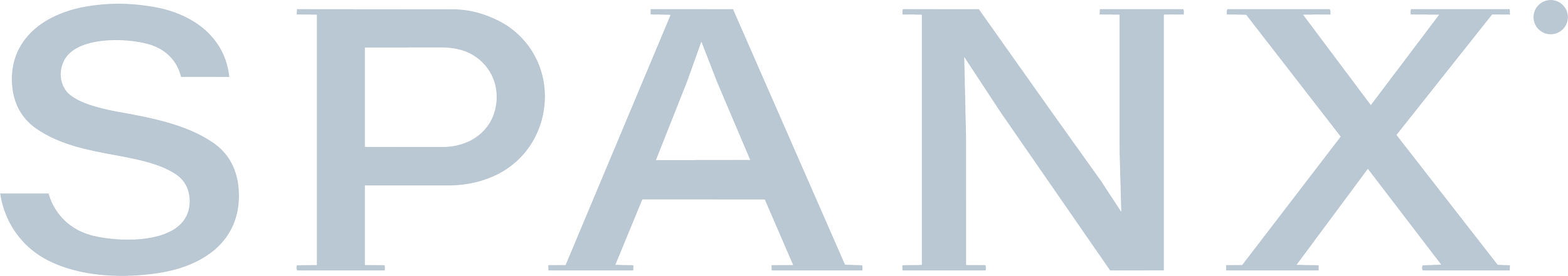 Large text spelling 'SPANX' in light gray with a small circle dot over the letter 'X'.