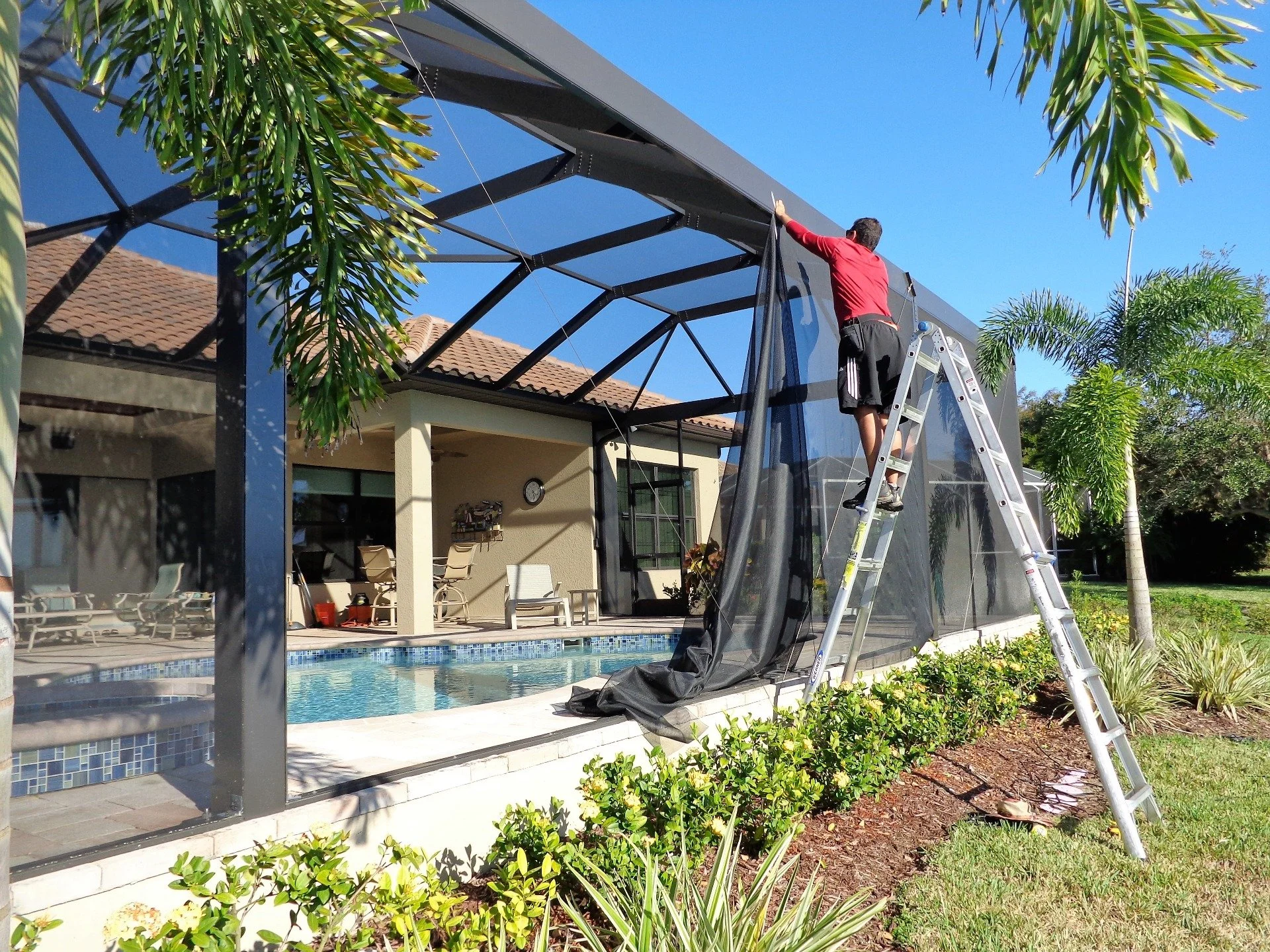 Pool Screen Repair, replacement & Aluminum Painting