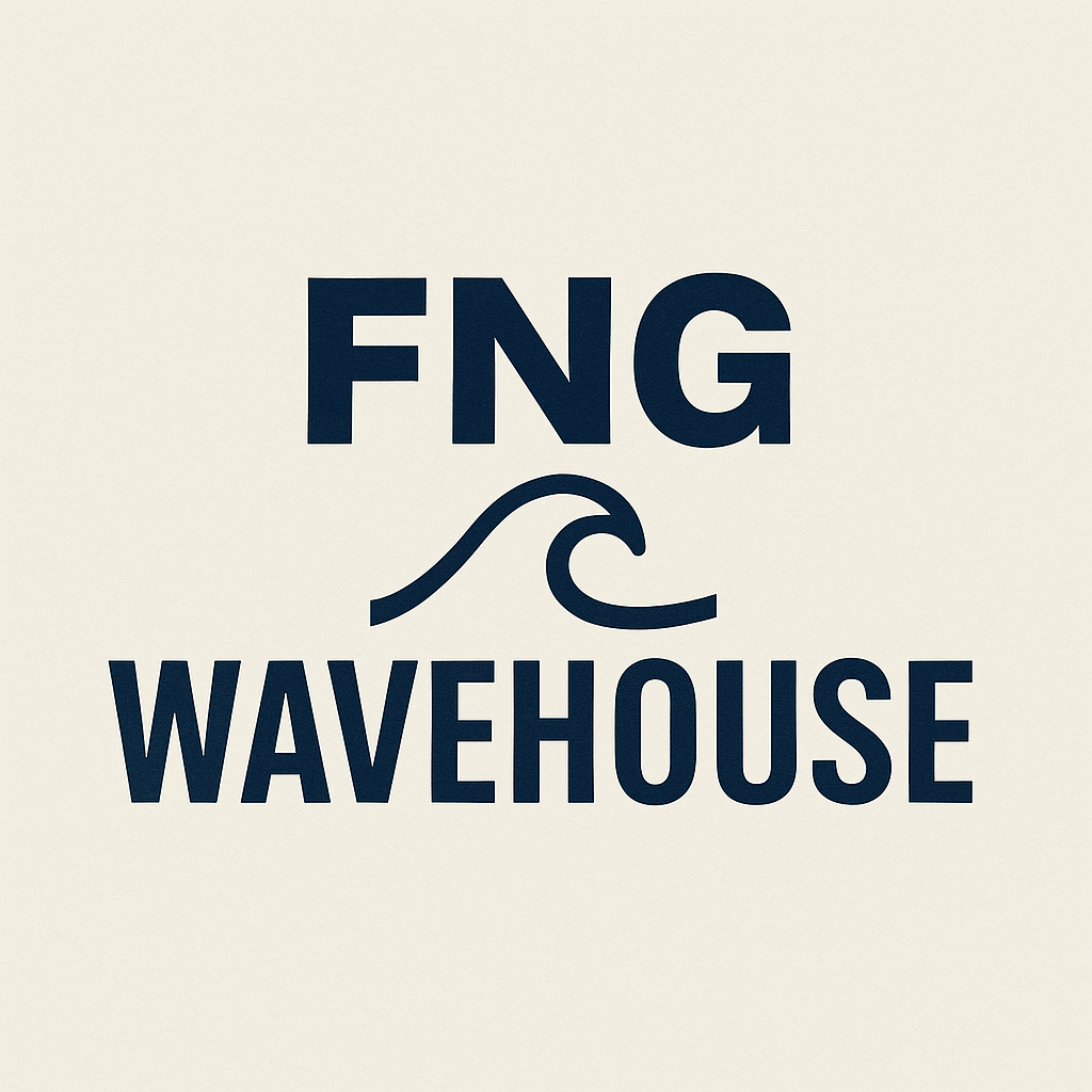 Logo of FNG Wavehouse with the text 'FNG Wavehouse' and a stylized wave graphic between the words.