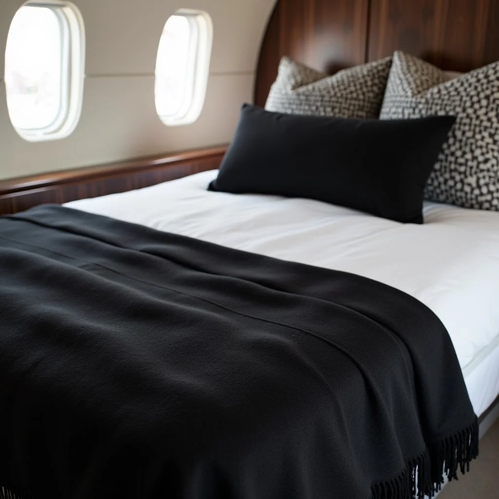 Private jet bedding with cashmere by Katharine Leonard