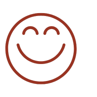 Simple smiling face emoji in red outline
