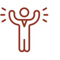 Icon of a person with arms raised and lines indicating excitement or celebration.