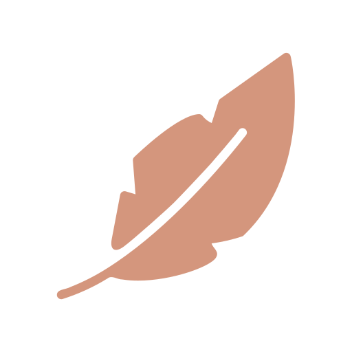 Illustration of a brown feather with a black midline.