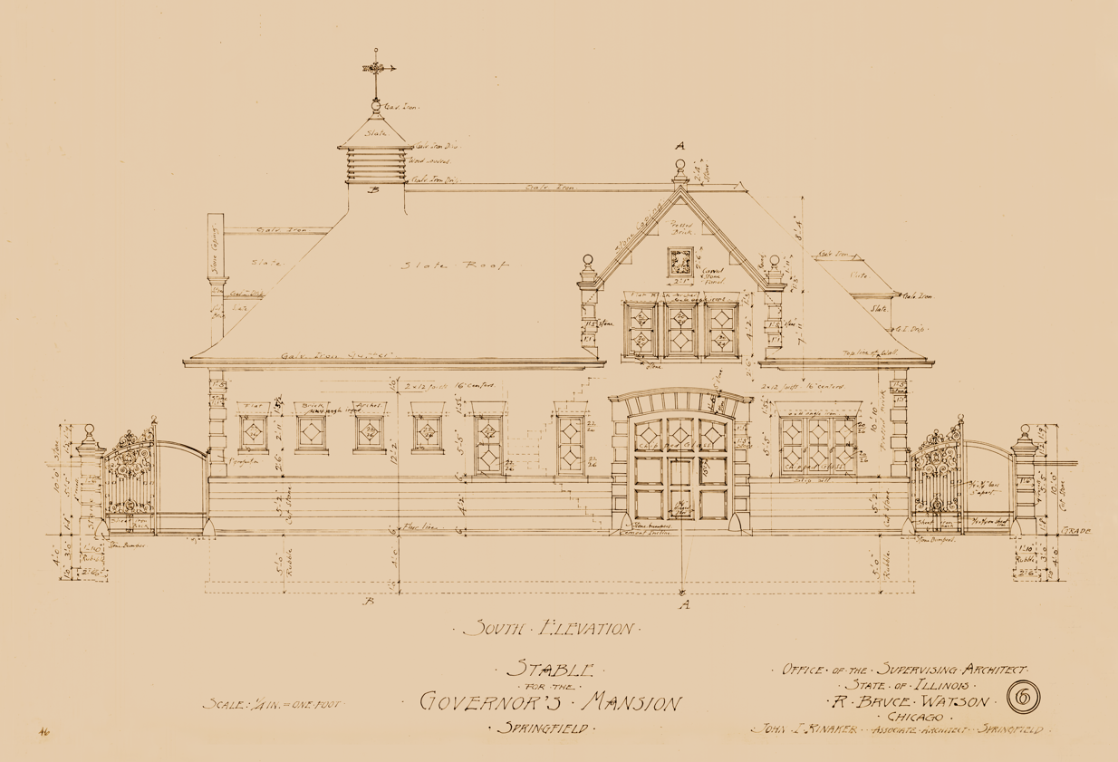 1899 Stable Drawing South Elevation
 Tanner Administration