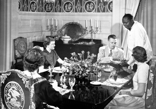 Circa 1950s Governor Stratton and family in Family Dining Room