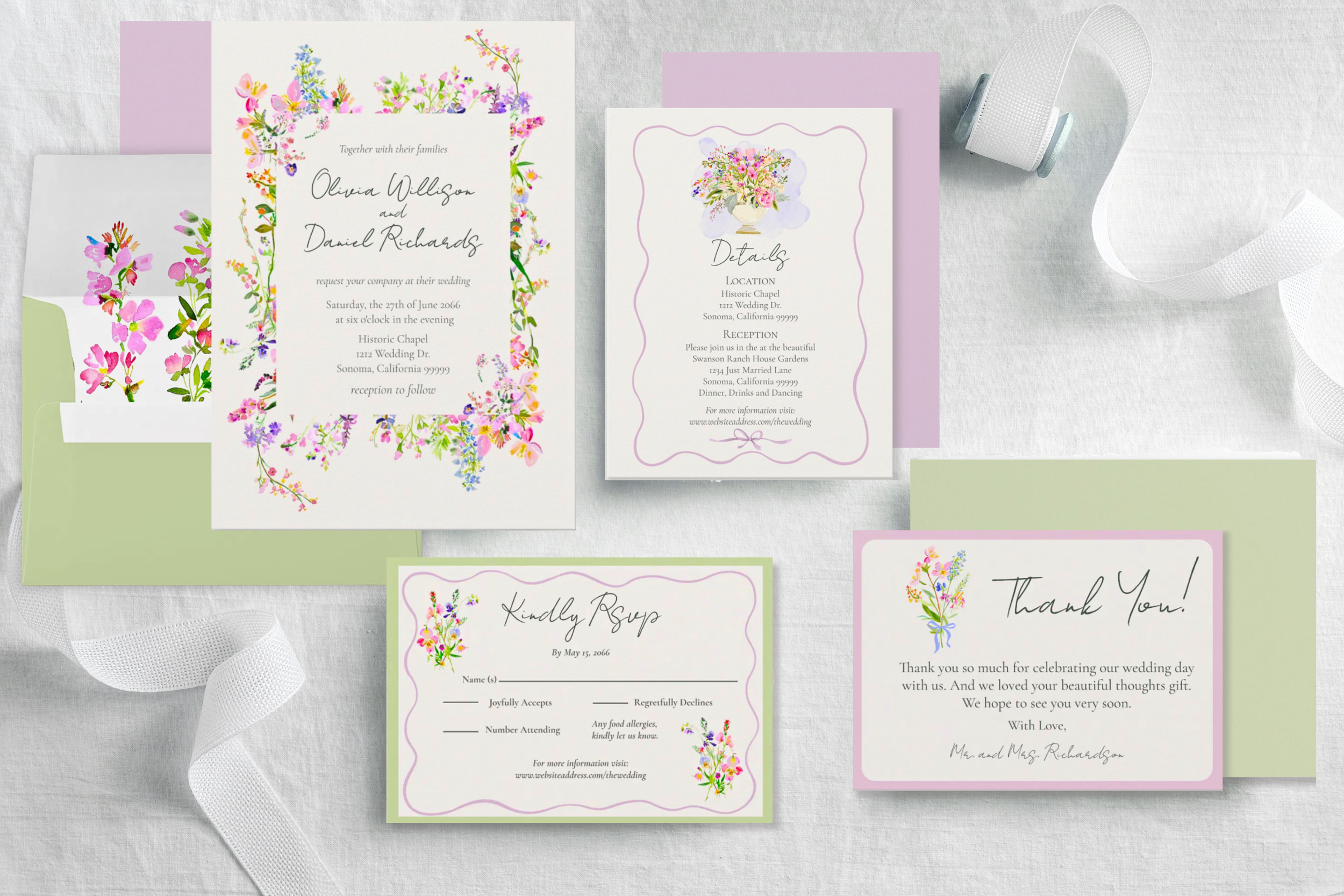 Lavender Wildflowers wedding invite