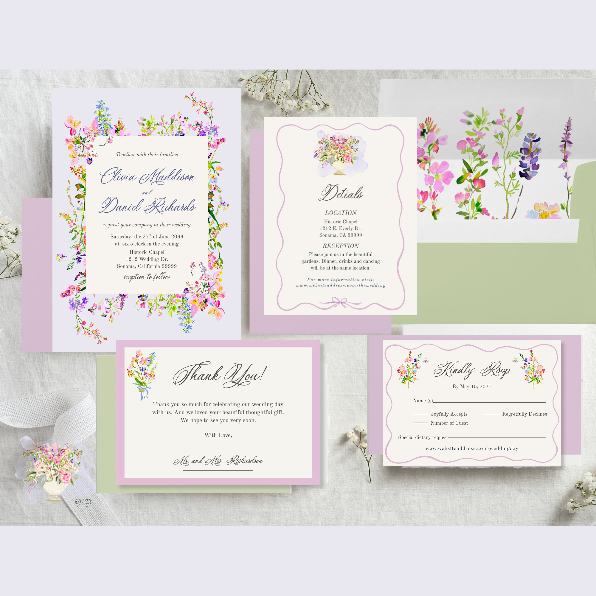 Romantic Wildflowers Wedding Invite