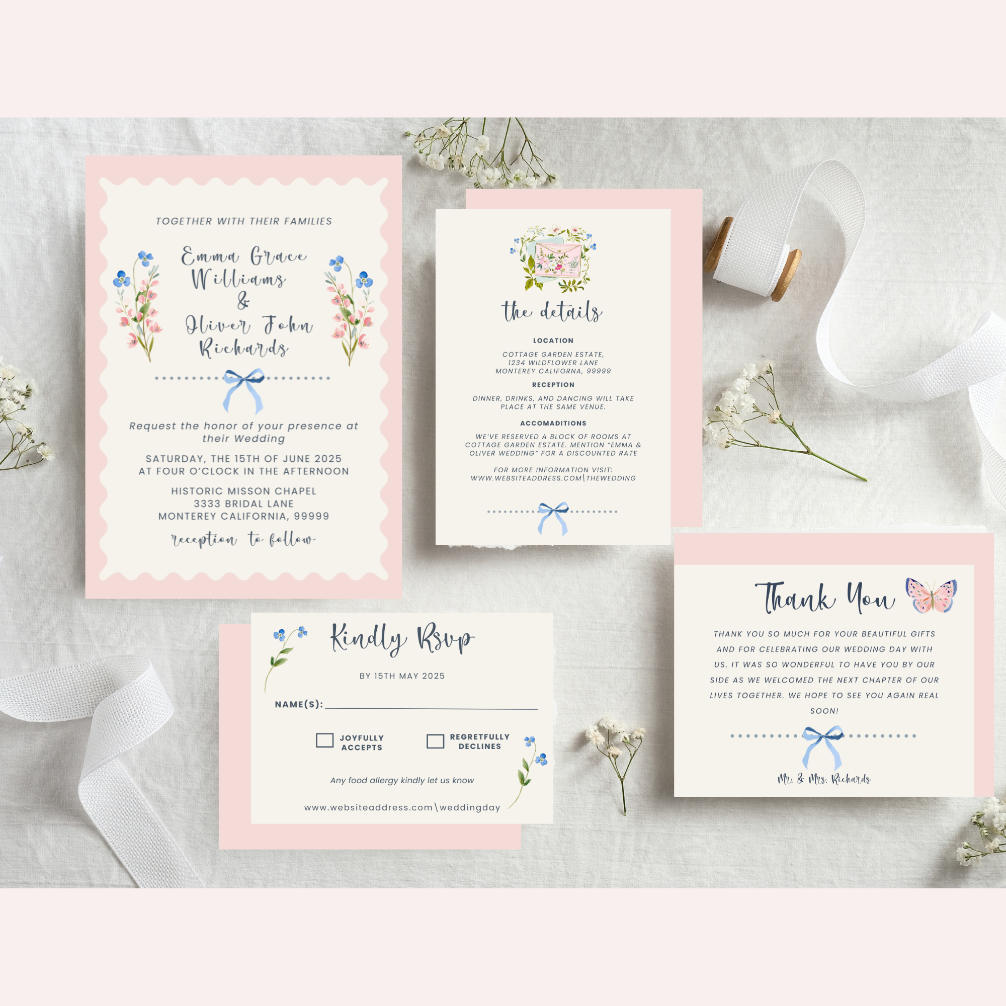 Pink Wedding Invitation