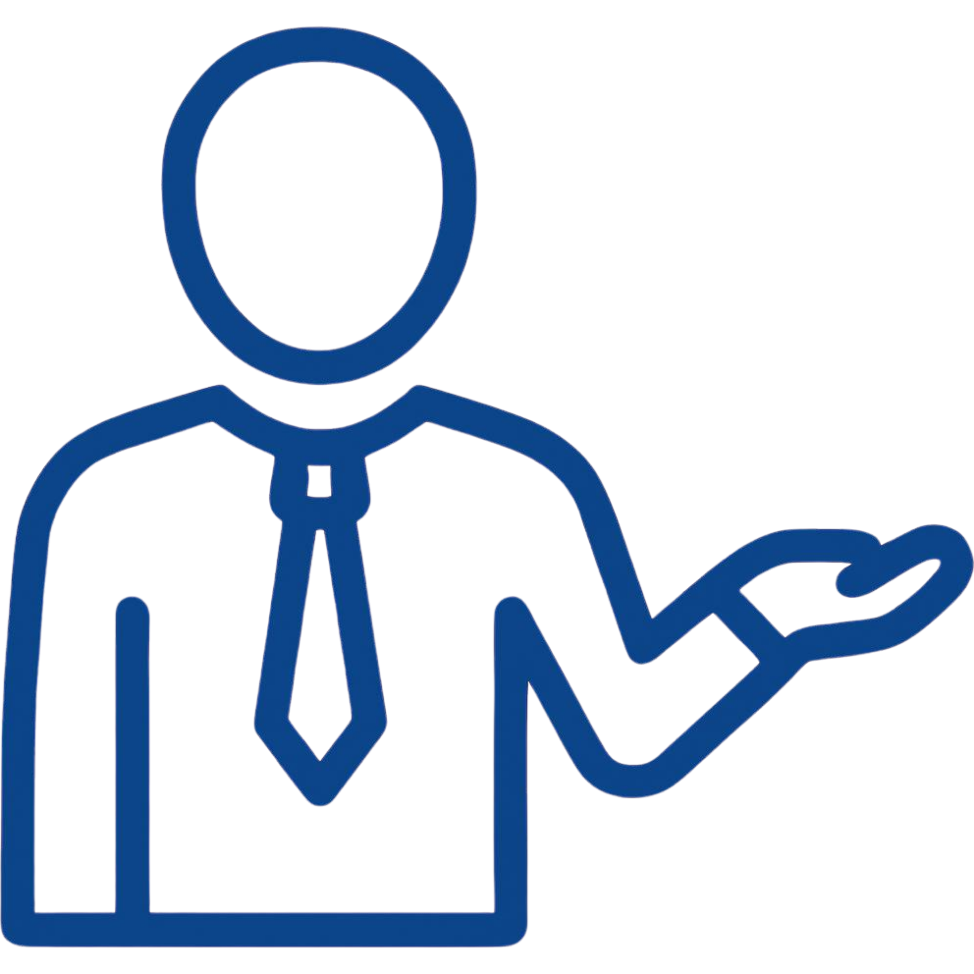 Icon of a person with a magnifying glass on the head and a gear on the chest, symbolizing search or analysis.