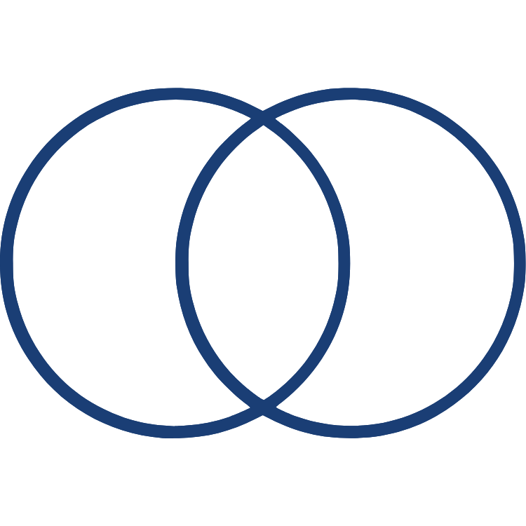 Three intersecting blue circles forming a Venn diagram.