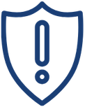 A shield icon with an exclamation mark in the center, indicating a warning or alert.