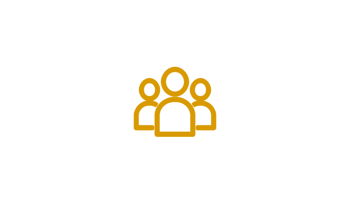 Gold group of people icon representing employee group benefits