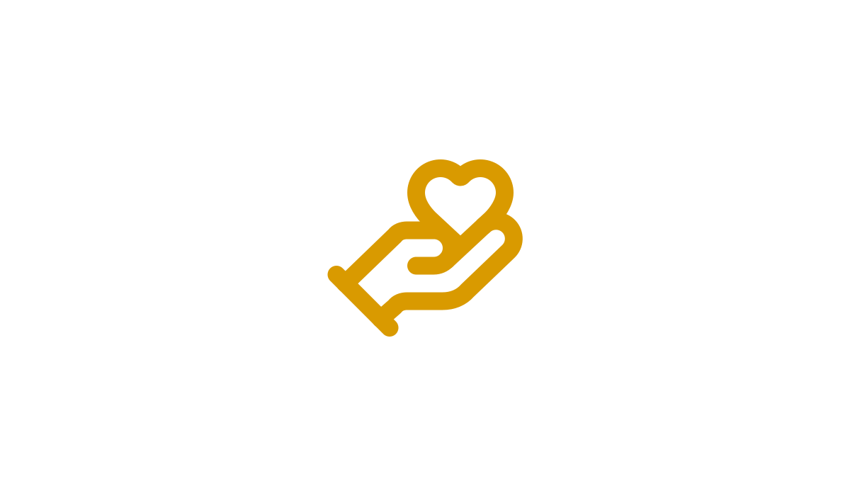 Gold hand and heart icon representing long-term care planning
