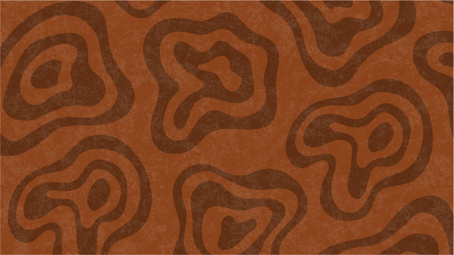Abstract pattern resembling a topographic map in brown and dark brown hues.