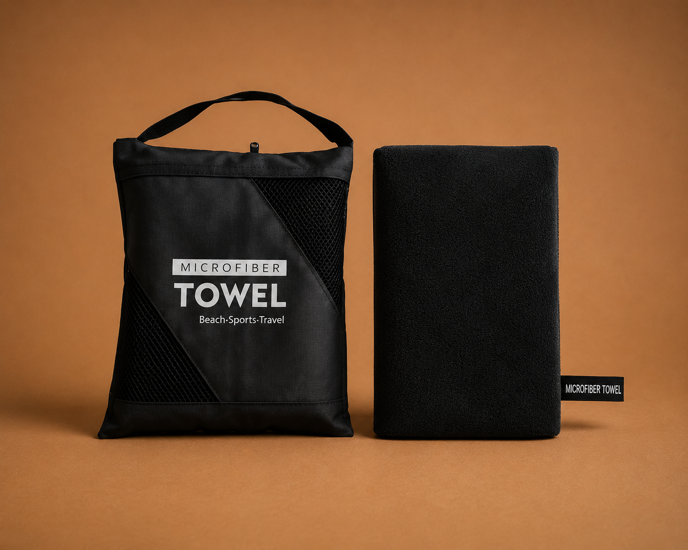 Premium Black Microfiber sports Towel - Compact Size