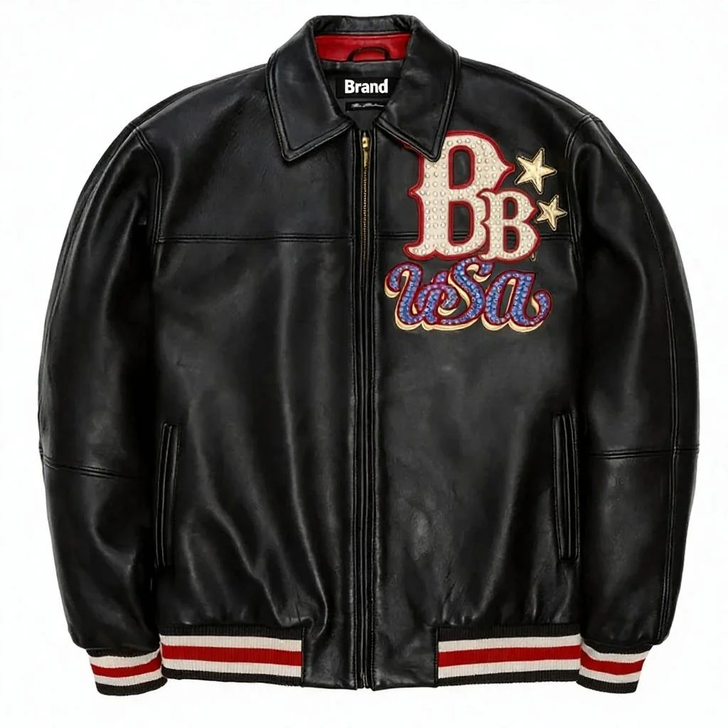 Black leather Bomber Billy Jacket