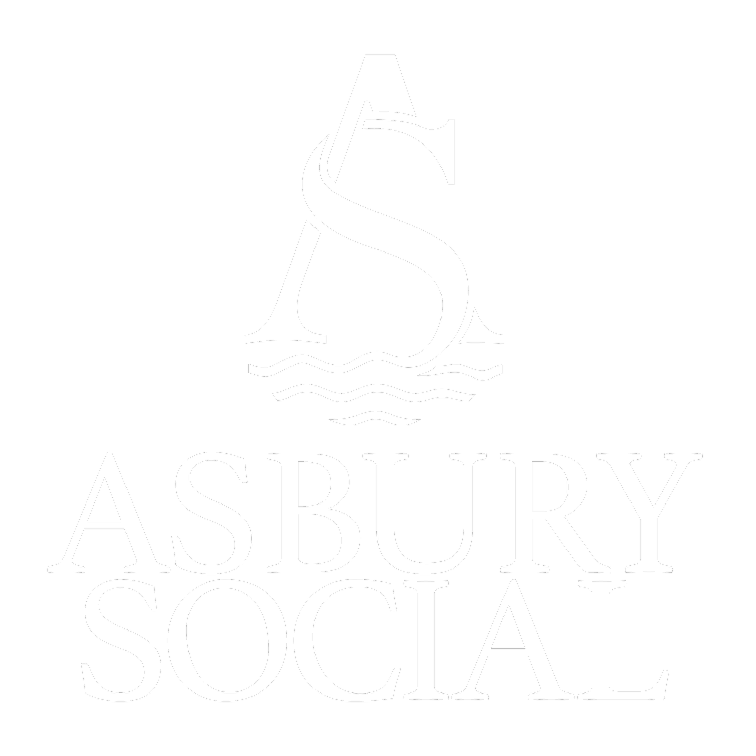 Asbury Social official white logo