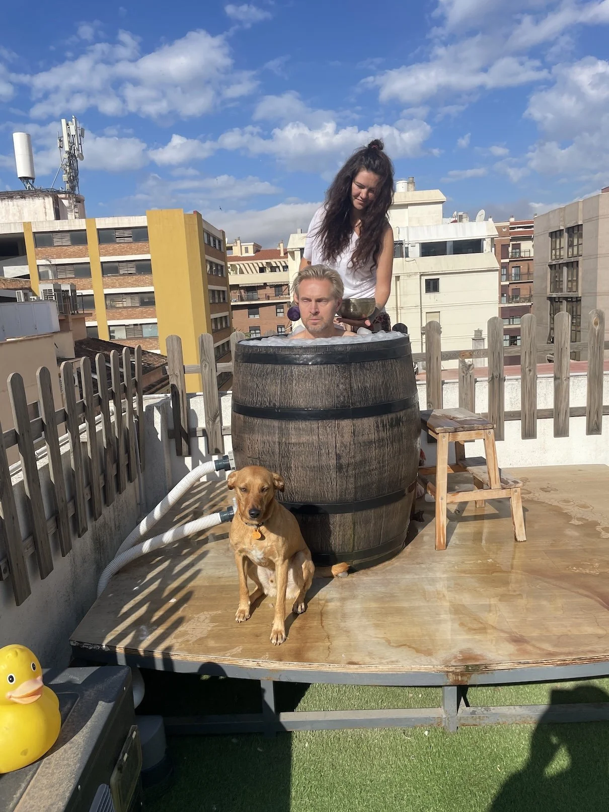 Dogs love ice baths too.JPG