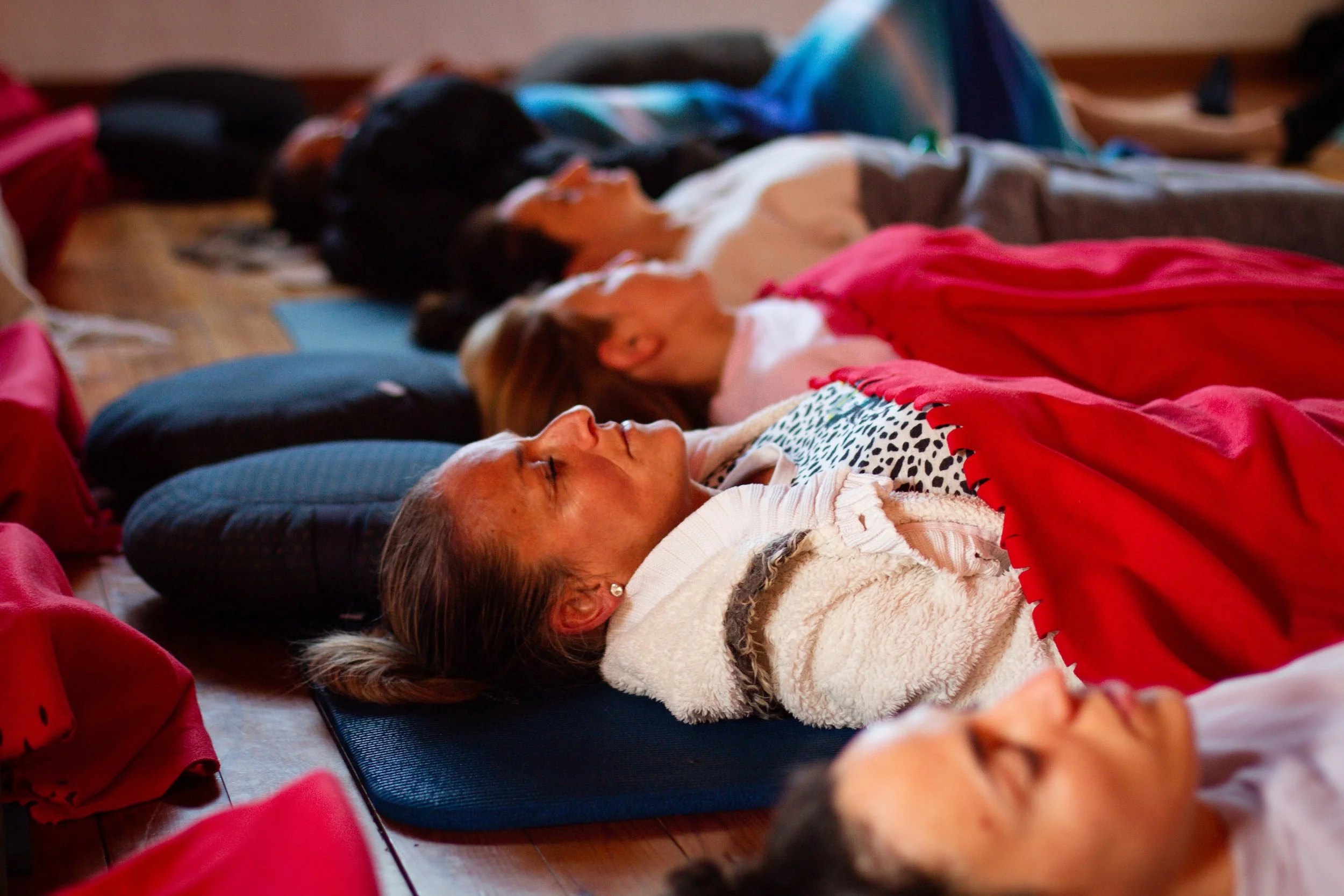 Breathing exercise at a retreat close to playa Bolonia