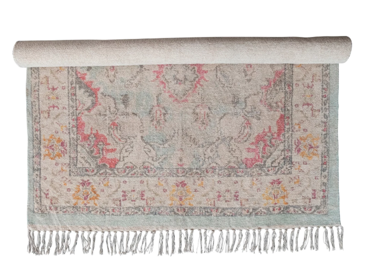 Cotton Chenille Distressed Print Rug