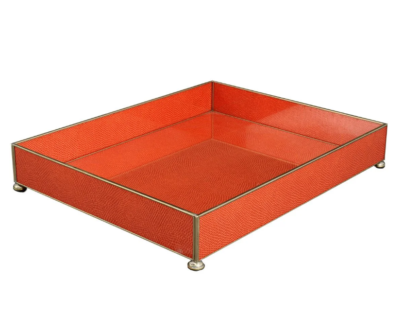 Orange Lizard Skin Vanity Tray
