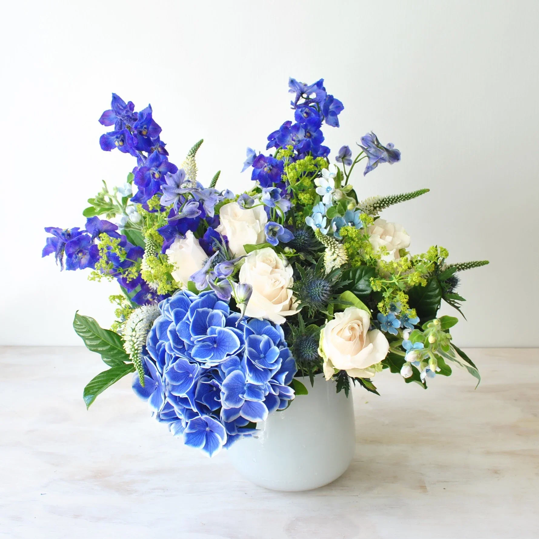 Classic blue & white floral arrangements for local delivery boston