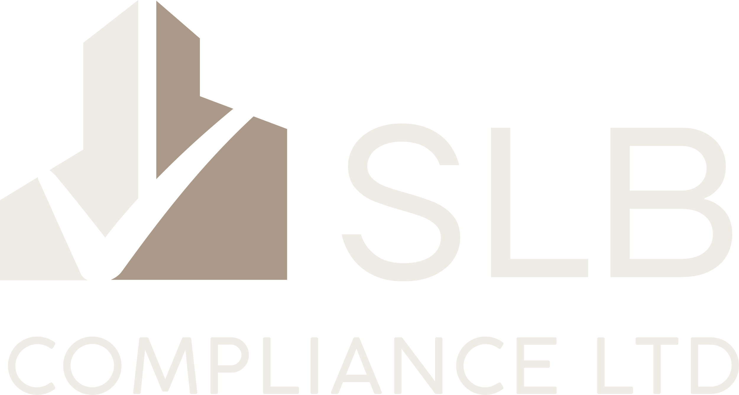 Logo for SLB Compliance Ltd featuring a stylised checkmark and geometric shapes in shades of beige and brown